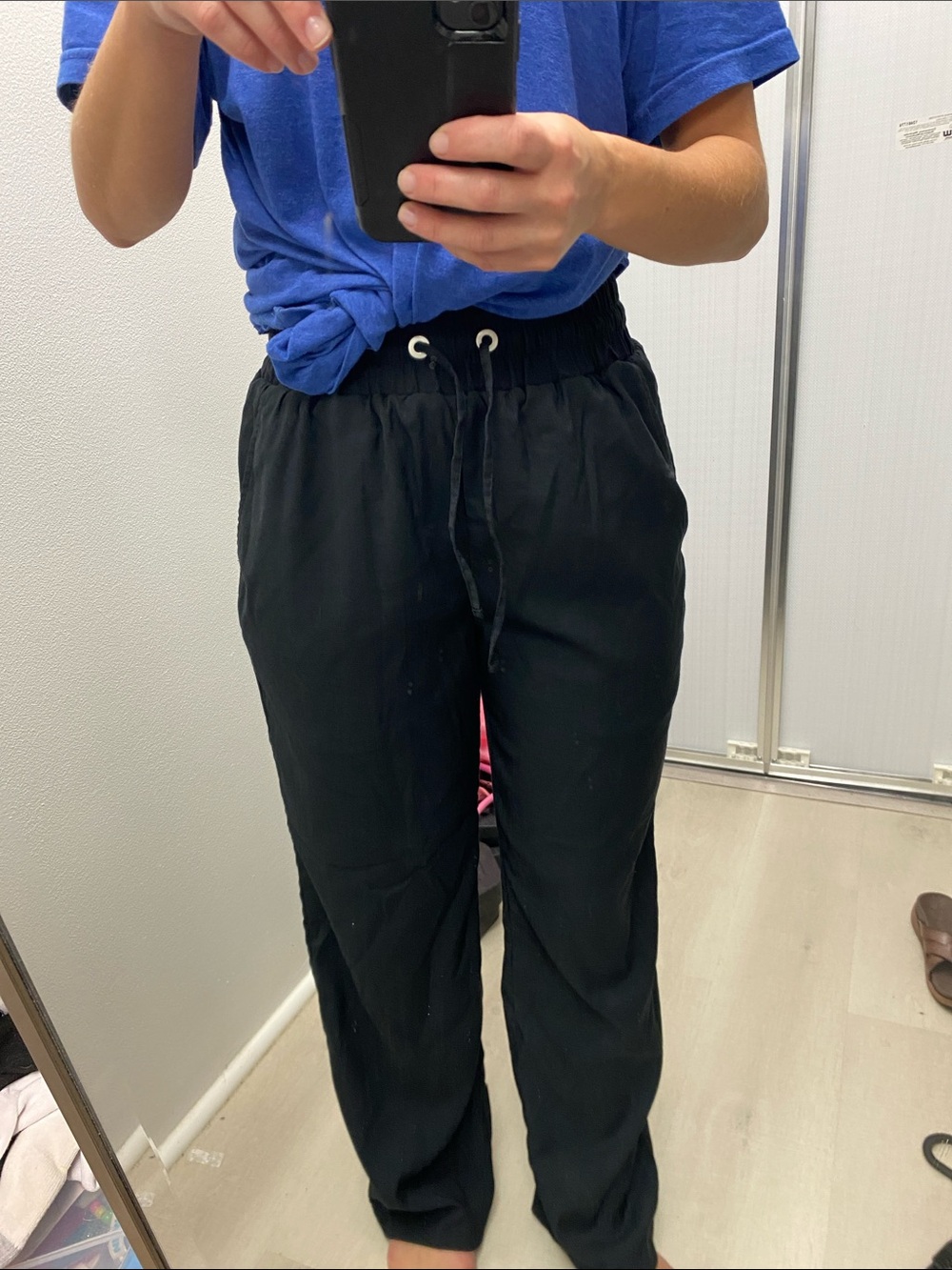 Black Drawstring womens Relaxed Pants